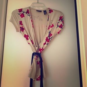 Tie waist wrap blouse