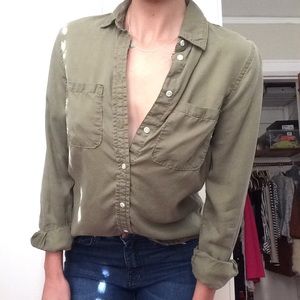 Merona army green button down shirt