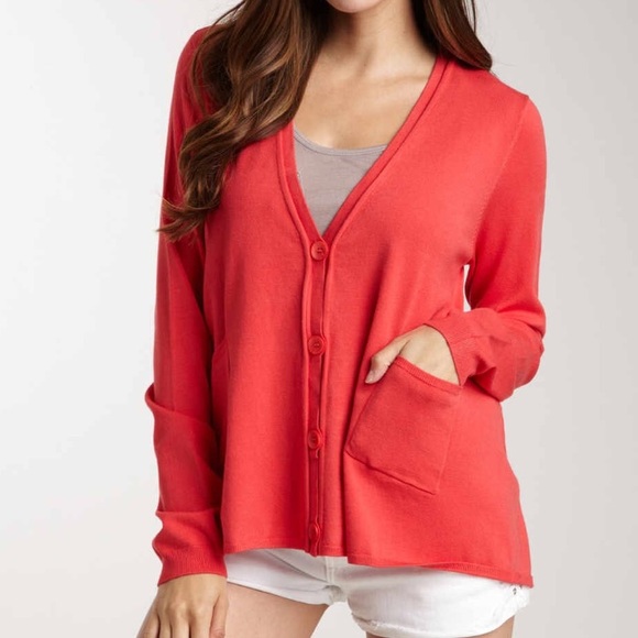 Central Park West Rosewood Button Back Cardigan