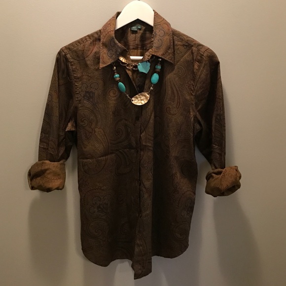 Ralph Lauren Tops - Ralph Lauren brown blue red button down shirt M Ralph Lauren Tops - Ralph Lauren brown blue red button down shirt M