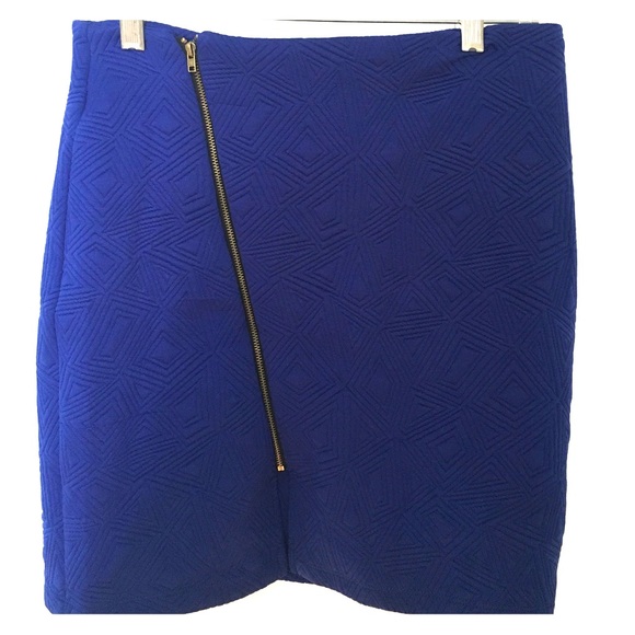 Royal Blue Mini Skirt with Front Zipper