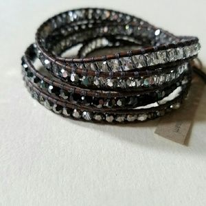Black crystal mix wrap bracelet