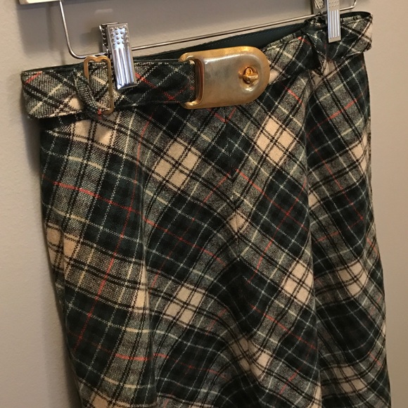 JH Skirts - JH Wool Plaid Vintage Midi Skirt green blue S JH Skirts - JH Wool Plaid Vintage Midi Skirt green blue S