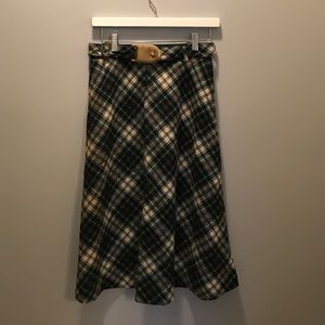JH Skirts - JH Wool Plaid Vintage Midi Skirt green blue S JH Skirts - JH Wool Plaid Vintage Midi Skirt green blue S