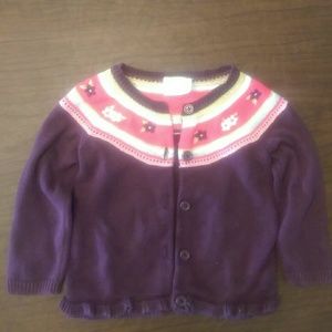 Girls' Purple cardigan with floral collar