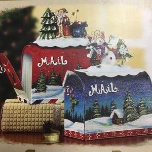 Vintage Decorative Christmas Red Mailbox -Blue one sold