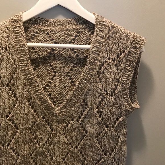 Handmade Sweaters - Handmade Knit Taupe Brown and Ivory Sweater Vest S Handmade Sweaters - Handmade Knit Taupe Brown and Ivory Sweater Vest S