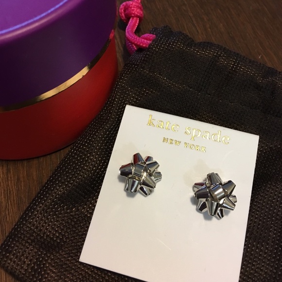 Kate Spade Silver Bow Earrings Studs New