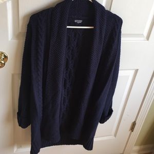 Aerie long cable knit navy blue cardigan