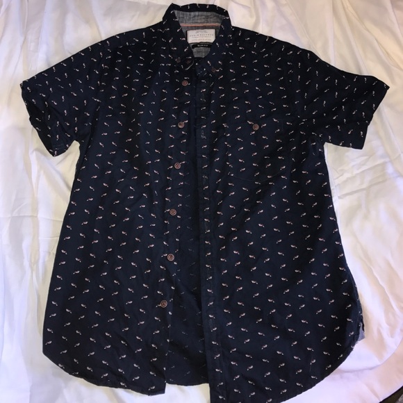 denim and flower button up