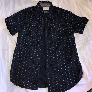 Denim & flower button up