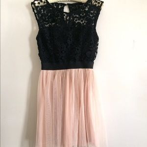 F21 Black lace tulle dress