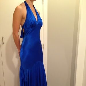 Blue Halter Cache Prom Dress: Size 0