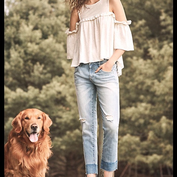 Anthropologie Pilcro fray hem light denim, 29, 30.