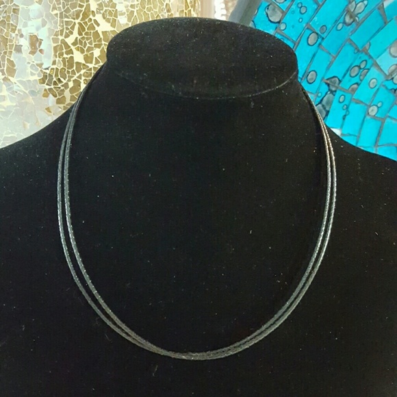 Faux Leather Double Strand Rope Necklace.