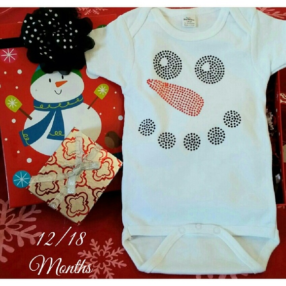 ~Gorgeous 6/12 Month Rhinestone Snowman Bodysuit~