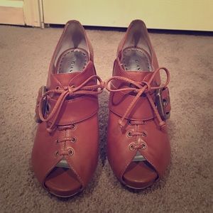 Brown Buckle Heels