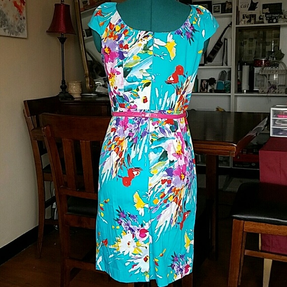 Spense Blue Watercolor Floral Dress - Picture 3 of 4