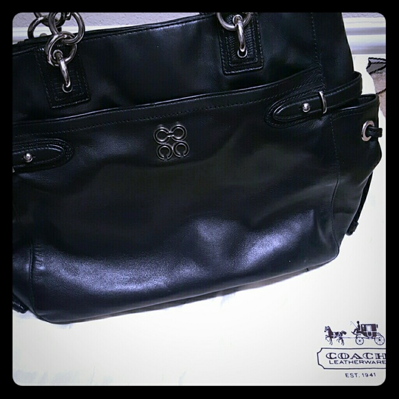 Coach black leather bag