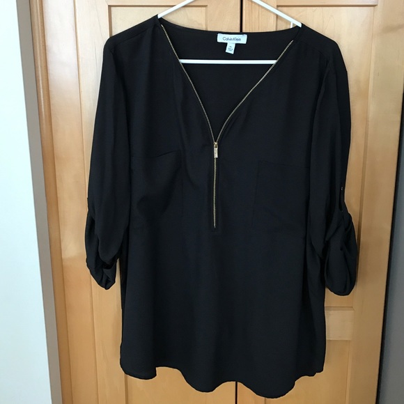 Calvin Klein Black Sheer Top Sz XL