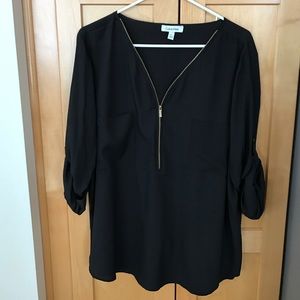 Calvin Klein Black Sheer Top Sz XL