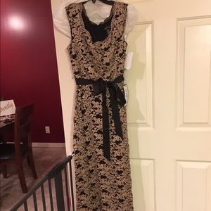 R & M Richards lace belted gown