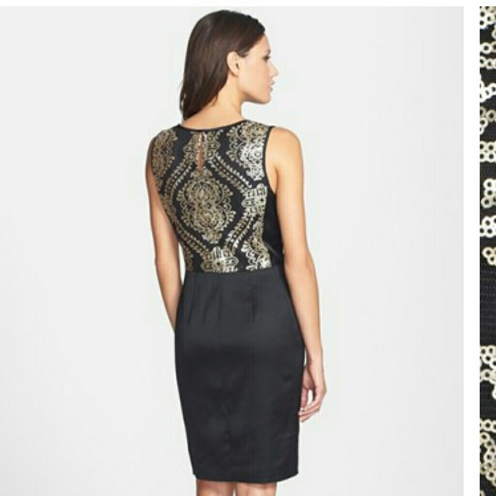 Sequined Mesh Sheath Dress - Picture 3 of 6