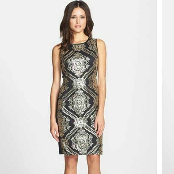 Sequined Mesh Sheath Dress - Picture 2 of 6