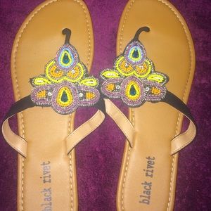 beaded flip flops