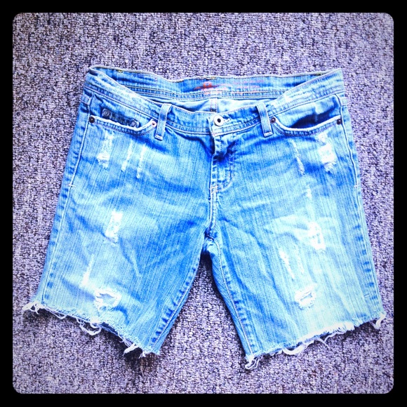 PLASTIC brand women's denim/jean distressed shorts