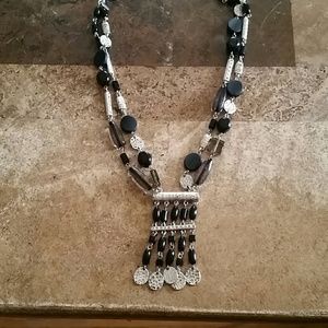 Chico's black and silver metal necklace
