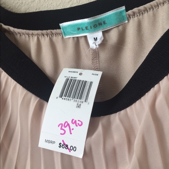 Sheer Nude Pleated Hi Lo Skirt - Picture 3 of 4