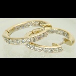 14k gold diamond hoop earrings