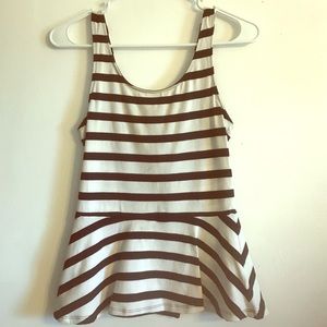 Express Black & White Stripe Peplum Tank