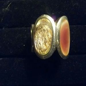 New STERLING SILVER NATURAL GEMSTONES & shell ring
