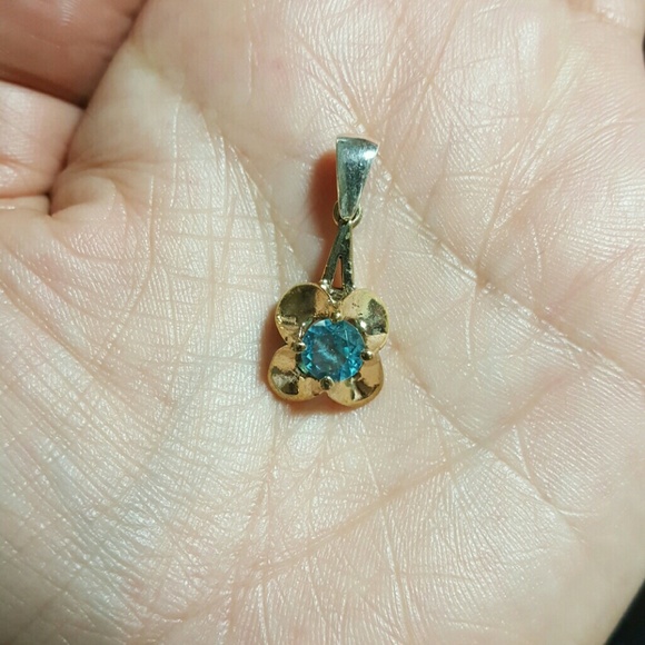 TURKISH 925 WITH BRONZE BLUE TOPAZ PENDANT - Picture 3 of 4