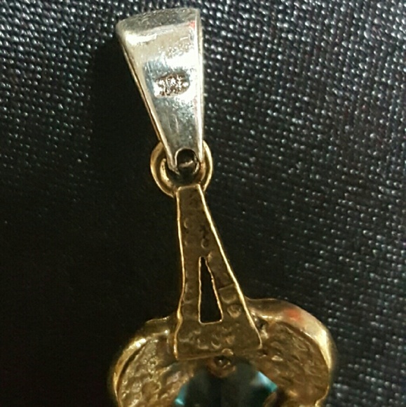 TURKISH 925 WITH BRONZE BLUE TOPAZ PENDANT - Picture 4 of 4