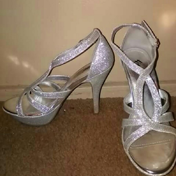 Sparkly Silver Heels (Worn 1 time!)