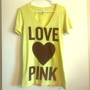 VS Pink Yellow Graphic V-Neck Tee