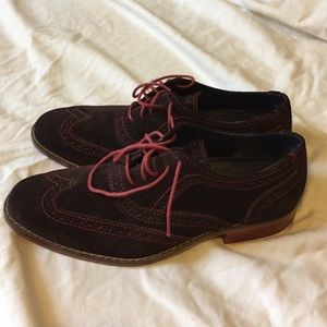 Cole Haan Brown & Red Suede Oxford, Size 8D