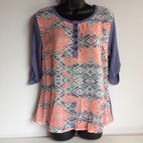 Purple & colorful Top - Picture 3 of 4