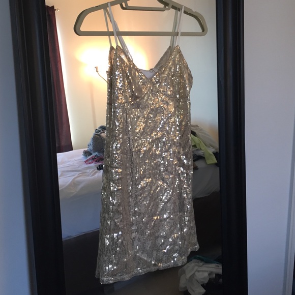 UO Silence + Noise Gold Sequin Dress