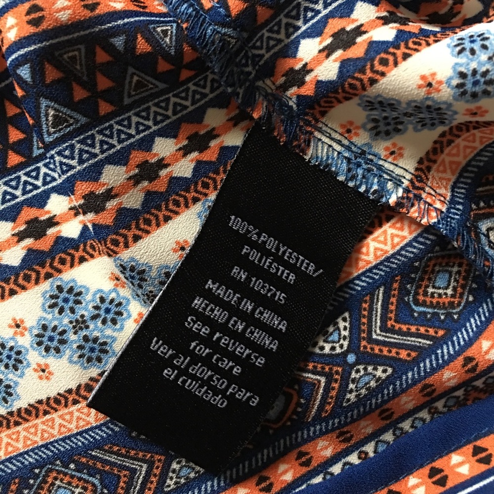 Zac & Rachel Blue Print 3/4 Sleeve Blouse New - Picture 6 of 7