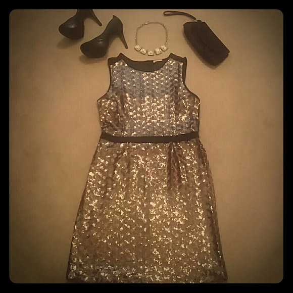 Chic gold and black cocktail dress