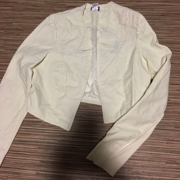 Cream faux leather jacket