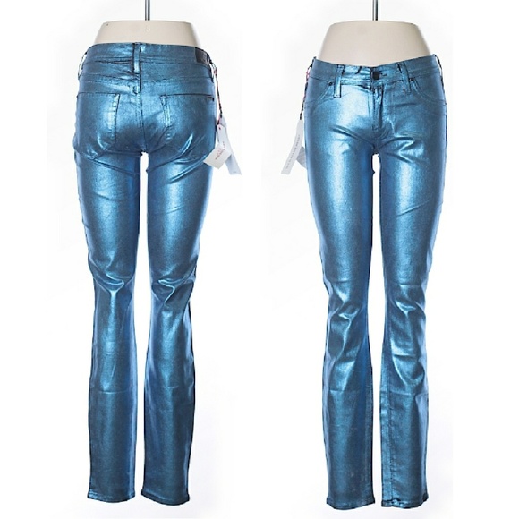 blue metallic jeans
