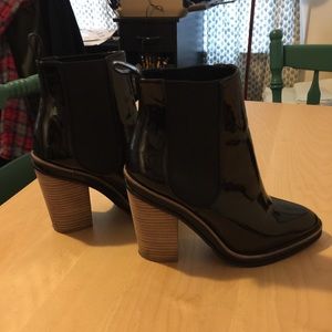 Patent black chunky heel booties ALDO