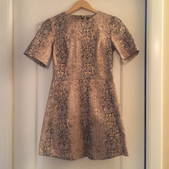 Topshop gold jacquard snakeskin design dress