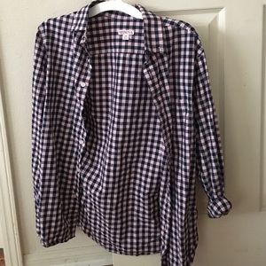 Men's Merona Pink/Navy Plaid Button Down