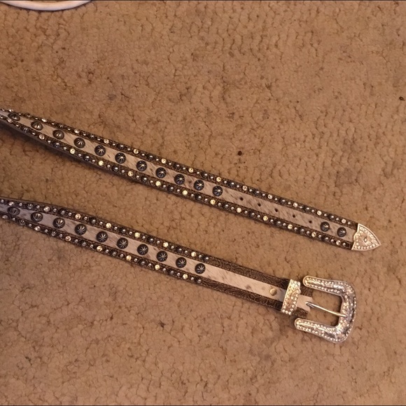 Leather western bling belt